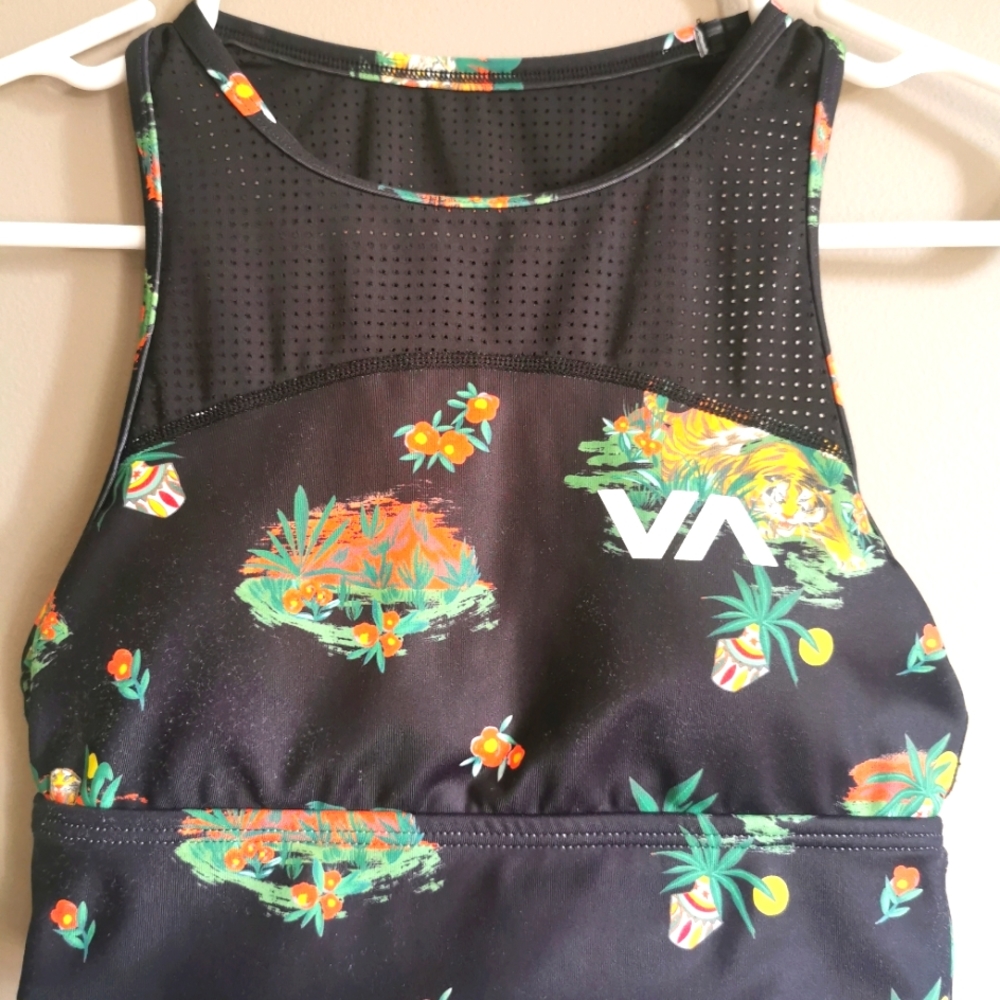 RVCA floral crewneck sports bra